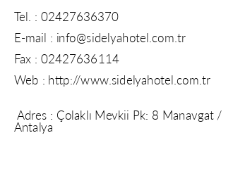 Club Hotel Sidelya iletiim bilgileri
